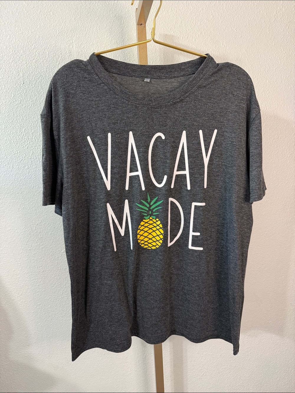 Vacay Mode Pineapple Graphic Tee - Dark Gray- XL